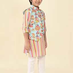 LIL PITAARA Boys Ethnic Motifs Printed Regular Pure Cotton Kurta with Pyjamas image 3