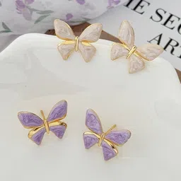 Palli Creation Set Of 2 Gold Plated Butterfly Shaped Studs-image-2
