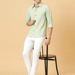 Kotty Men Relaxed Spread Collar Textured Self Design Casual Shirt image 1
