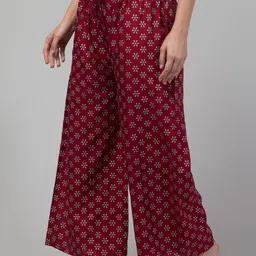 FAMBEE Women Printed Flared Knitted Ethnic Palazzos image 3