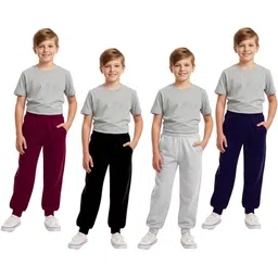 BAESD Kids Pack Of 4 Cotton Mid-Rise Joggers-picture-46