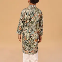 The Mini Trunk Boys Floral Printed Band Collar Kurta With Trousers image 3