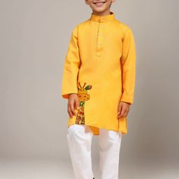 DEVOILER Boys Animal Printed Regular Cotton Straight Kurta-picture-3