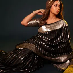 CANIZZARO Woven Design Zari Silk Blend Heavy Work Banarasi Saree image 4