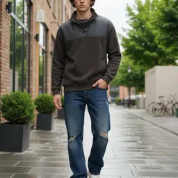 glitchez Mock Collar Fleece Relaxed Fit Sweatshirt image 2