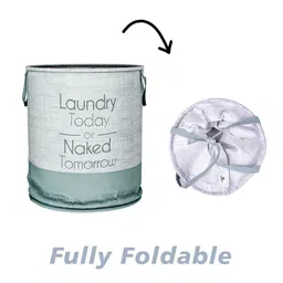 Aura Green & Brown 2 Pieces Printed Round Foldable Laundry Bags image 4