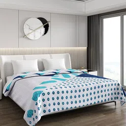 Monte Carlo White & Blue Geometric Heavy Winter 900 GSM Double Bed Blanket-image-24