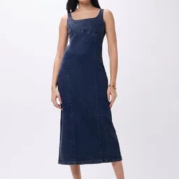 Mast & Harbour Denim Sheath Midi Dress-picture-39