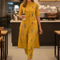 Moda Rapido Women Floral Printed Regular Kurta with Trousers-picture-15