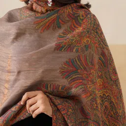 INCHING INDIA Women Ethnic Motifs Woven Design Shawl image 4