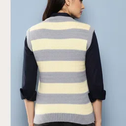 The Roadster Lifestyle Co Striped Woollen Winter Wear Sweater Vest image 2