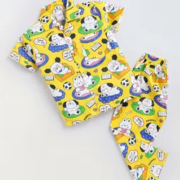 NAUTI KIDZ Boys Pure Cotton Shirt Collar Printed Night Suit-picture-33