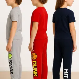 Kaff Kids Pack Of 3 Typo-Printed Mid-Rise Joggers image 3