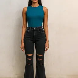 Kotty Women Relaxed Fit High-Rise Mildly Distressed Stretchable Jeans-image-84