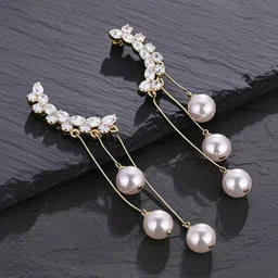 Vembley Gold-Plated Alloy Cubic Zirconia Drop Earrings image 2