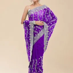 Vervee Couture Floral Embroidered Beads and Stones Saree-image-41