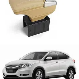 prtek Stylish Car Armrest with Glass Holder & Ash Tray Beige & Chrome for all Cars (Universal) C73 Car Armrest-picture-23