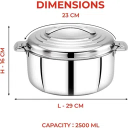 Mithali ® Steel Double Insulated Hot Pot Thermoware Casserole Pack of 3 Cook and Serve Casserole Set image 4