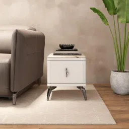 durian Thompson Marble Top Bedside Table In White Colour image 1