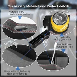 jashki enterprise Car Seat Gap Filler 1 Pcs PU Leather Car Seat Organizer with Cup Holder Car Side Seat Catcher image 3