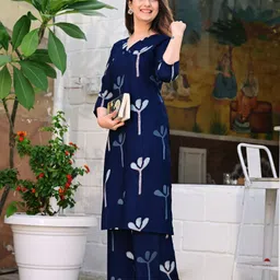 dhibha Women Viscose Rayon Kurti Pant Set image 3