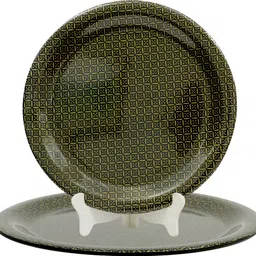 globenox Pack of 2 Melamin Heavy Melamine Plate Dinner Set Pack of 2 Golden Line Design Dinner Set image 1