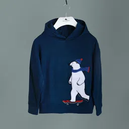 Cherry Crumble Boys Blue Printed Hooded Sweatshirt-picture-24