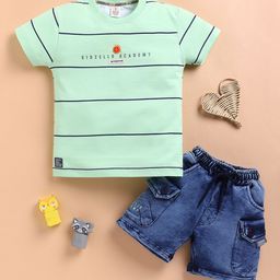 KIDZELLO Boys Striped Pure Cotton T-Shirt With Shorts-picture-17
