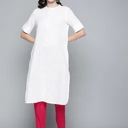 HERE&NOW Women White Pure Cotton Kurta-picture-37