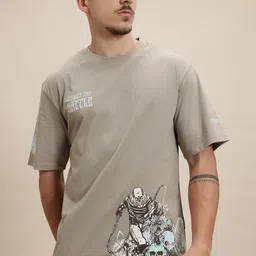 The Roadster Life Co. Printed Drop-Shoulder Sleeves Relaxed Cotton T-shirt-picture-11