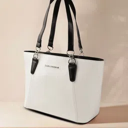 Lino Perros White Textured PU Structured Handheld Bag-picture-31