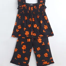 Cherry Crumble Girls Black & Orange Printed Night suit-image-63