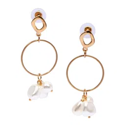 Crunchy Fashion Off-White Gold-Plated Beaded Drop Earrings image 2