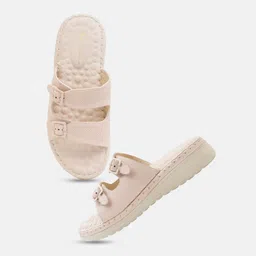 Mast & Harbour Women Textured Open Toe Flats with Buckles image 2