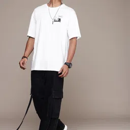 WROGN X THE OFFICE Printed Drop-Shoulder Sleeves Pure Cotton Oversized T-shirt image 5