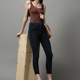 SHOWOFF Women Navy Blue Skinny Fit Stretchable Jeans image 3