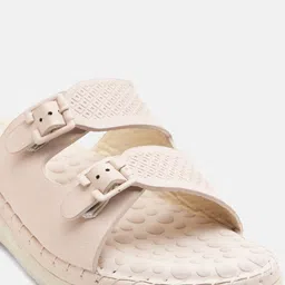 Mast & Harbour Women Textured Open Toe Flats with Buckles image 4