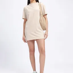 glitchez Chic & Charismatic Drop-Shoulder Sleeves Loose Fit Mini T-shirt Dress image 4