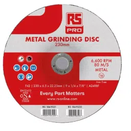 RS PRO Aluminium Oxide Grinding Disc 230mm x 6.5mm Thick P60 Grit 5 in pack, 1849233-picture-23