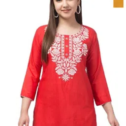 Aura Glam Women Pack Of 2 Floral Embroidered Chikankari Kurti image 1