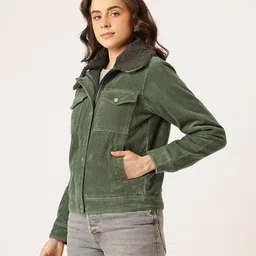 Okane Faux Fur Trim Corduroy Tailored Jacket image 2