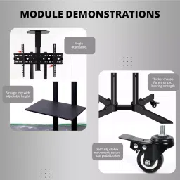 Robustt 81.28 - 190.5 cm Heavy Duty Tilt & Height Adjustable Movable TV Stand, 1500 (Pack of 5) image 4