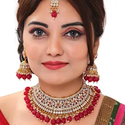 VATSALYA creation Stone Studded Red Beaded Jewellery Set-picture-38