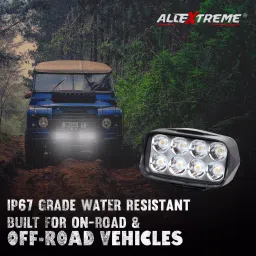Allextreme EXL21S2 Imported Universal 8 LED Fog Light Off/On Road Driving Work Lamp with Handlebar Switch for Bike Cars and Motorcycle (12W, White Light, 2 PCS, 6 Months Warranty) image 5