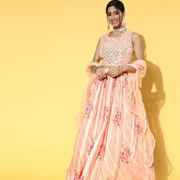 Soch Beautiful Peach Embroidered Unstitched Lehenga Choli with Dupatta-picture-47