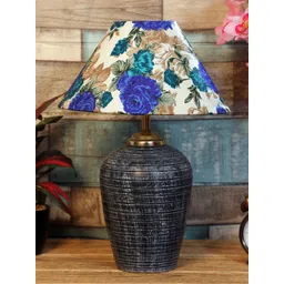 foziq Grey & Blue Printed Bell Table Lamps image 2