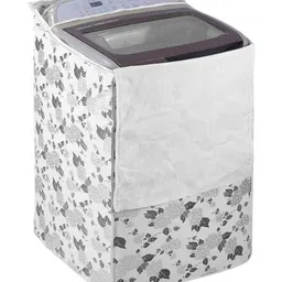 AMPEREUS White & Grey Floral Printed Top Load Washing Machine Cover (6-7 KG)-picture-18