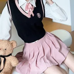 KPOP Women V-Neck Colourblocked Sweater Vest-image-8