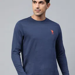 U.S. Polo Assn. Men Navy Blue Solid Pure Cotton Lounge T-shirt-picture-23