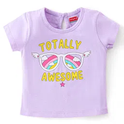 Babyhug 100% Cotton Knit Half Sleeves T-Shirt Text & Rainbow Graphics - Light Purple-picture-15